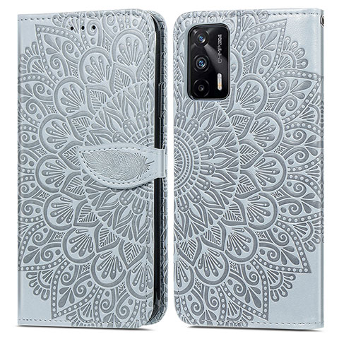 Custodia Portafoglio In Pelle Fantasia Modello Cover con Supporto S04D per Realme X7 Max 5G Grigio