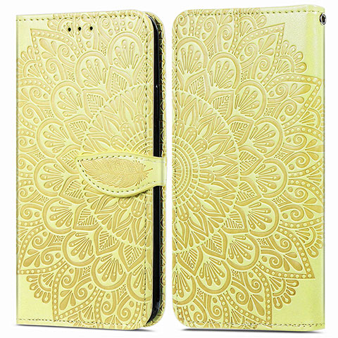 Custodia Portafoglio In Pelle Fantasia Modello Cover con Supporto S04D per Samsung Galaxy A02s Giallo