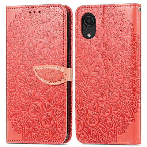 Custodia Portafoglio In Pelle Fantasia Modello Cover con Supporto S04D per Samsung Galaxy A03 Core Rosso