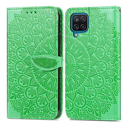 Custodia Portafoglio In Pelle Fantasia Modello Cover con Supporto S04D per Samsung Galaxy A12 Nacho Verde