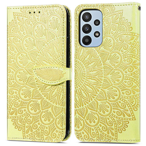 Custodia Portafoglio In Pelle Fantasia Modello Cover con Supporto S04D per Samsung Galaxy A23 4G Giallo