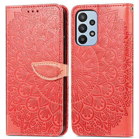 Custodia Portafoglio In Pelle Fantasia Modello Cover con Supporto S04D per Samsung Galaxy A23 4G Rosso