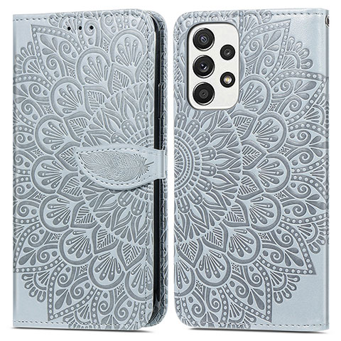 Custodia Portafoglio In Pelle Fantasia Modello Cover con Supporto S04D per Samsung Galaxy A33 5G Grigio