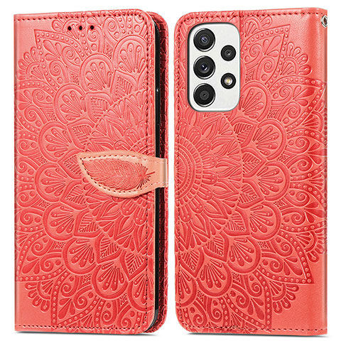 Custodia Portafoglio In Pelle Fantasia Modello Cover con Supporto S04D per Samsung Galaxy A33 5G Rosso