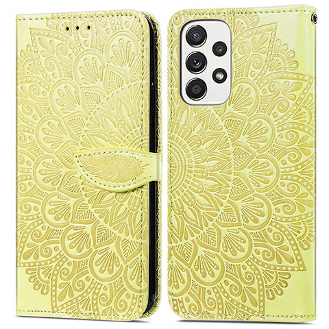 Custodia Portafoglio In Pelle Fantasia Modello Cover con Supporto S04D per Samsung Galaxy A53 5G Giallo