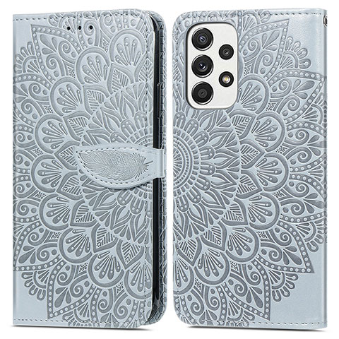 Custodia Portafoglio In Pelle Fantasia Modello Cover con Supporto S04D per Samsung Galaxy A53 5G Grigio