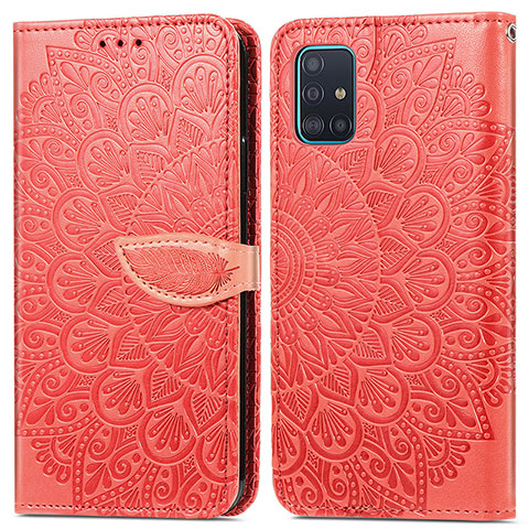 Custodia Portafoglio In Pelle Fantasia Modello Cover con Supporto S04D per Samsung Galaxy A71 5G Rosso