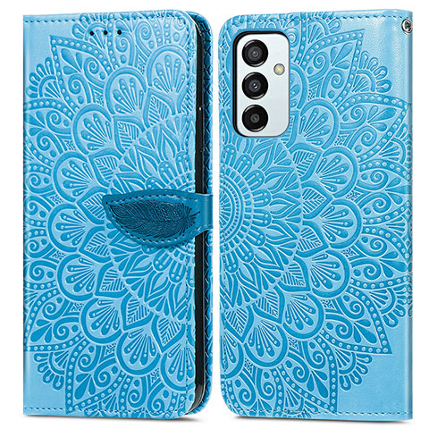 Custodia Portafoglio In Pelle Fantasia Modello Cover con Supporto S04D per Samsung Galaxy F23 5G Blu