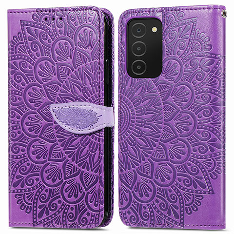 Custodia Portafoglio In Pelle Fantasia Modello Cover con Supporto S04D per Samsung Galaxy M02s Viola