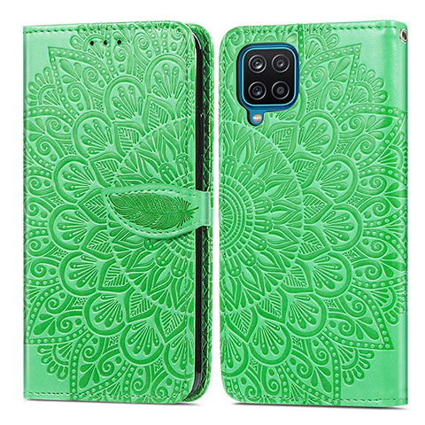 Custodia Portafoglio In Pelle Fantasia Modello Cover con Supporto S04D per Samsung Galaxy M12 Verde
