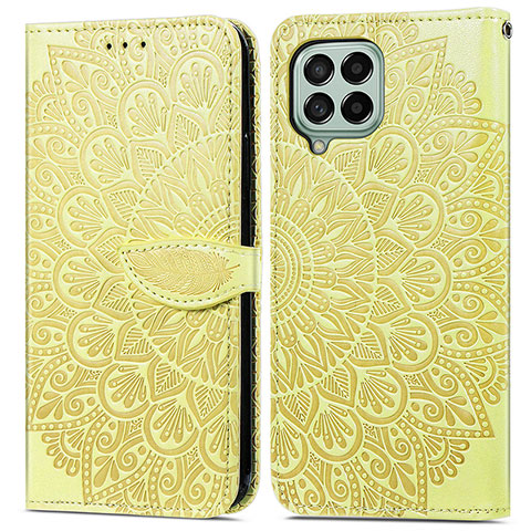 Custodia Portafoglio In Pelle Fantasia Modello Cover con Supporto S04D per Samsung Galaxy M53 5G Giallo