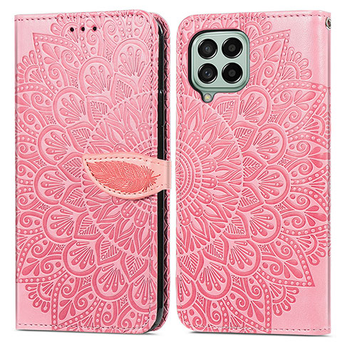 Custodia Portafoglio In Pelle Fantasia Modello Cover con Supporto S04D per Samsung Galaxy M53 5G Oro Rosa