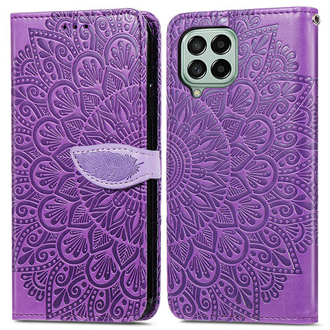 Custodia Portafoglio In Pelle Fantasia Modello Cover con Supporto S04D per Samsung Galaxy M53 5G Viola