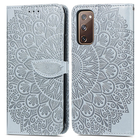 Custodia Portafoglio In Pelle Fantasia Modello Cover con Supporto S04D per Samsung Galaxy S20 FE (2022) 5G Grigio