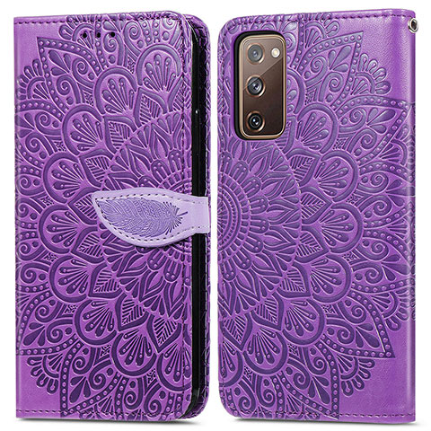 Custodia Portafoglio In Pelle Fantasia Modello Cover con Supporto S04D per Samsung Galaxy S20 FE 5G Viola