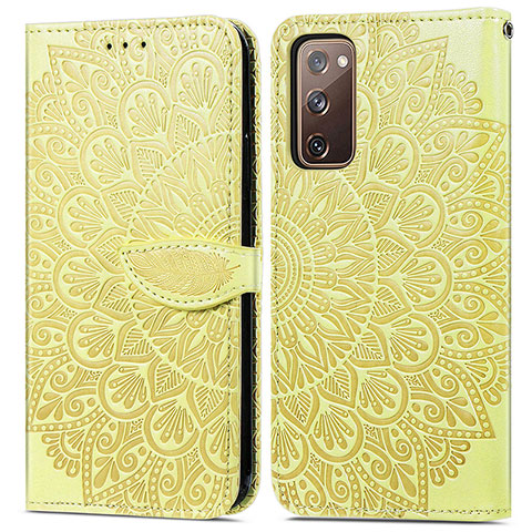 Custodia Portafoglio In Pelle Fantasia Modello Cover con Supporto S04D per Samsung Galaxy S20 Lite 5G Giallo