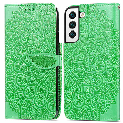 Custodia Portafoglio In Pelle Fantasia Modello Cover con Supporto S04D per Samsung Galaxy S21 5G Verde