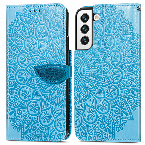 Custodia Portafoglio In Pelle Fantasia Modello Cover con Supporto S04D per Samsung Galaxy S21 Plus 5G Blu