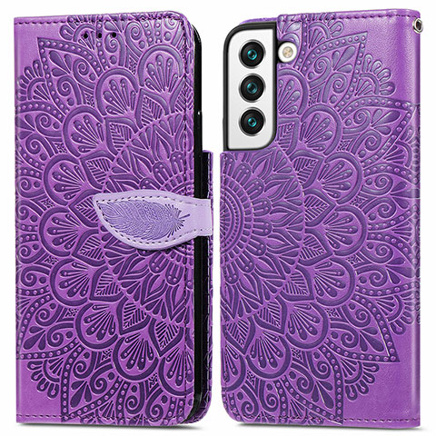 Custodia Portafoglio In Pelle Fantasia Modello Cover con Supporto S04D per Samsung Galaxy S22 5G Viola