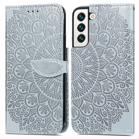 Custodia Portafoglio In Pelle Fantasia Modello Cover con Supporto S04D per Samsung Galaxy S22 Plus 5G Grigio