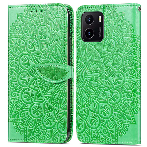 Custodia Portafoglio In Pelle Fantasia Modello Cover con Supporto S04D per Vivo iQOO U5x Verde