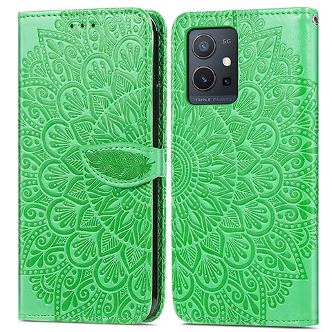 Custodia Portafoglio In Pelle Fantasia Modello Cover con Supporto S04D per Vivo iQOO Z6 5G Verde