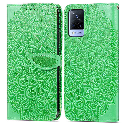 Custodia Portafoglio In Pelle Fantasia Modello Cover con Supporto S04D per Vivo V21 5G Verde