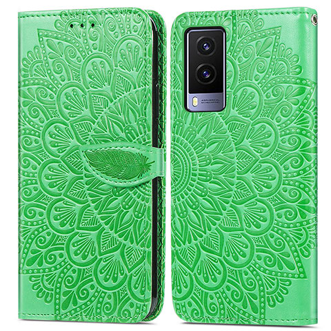 Custodia Portafoglio In Pelle Fantasia Modello Cover con Supporto S04D per Vivo V21e 5G Verde