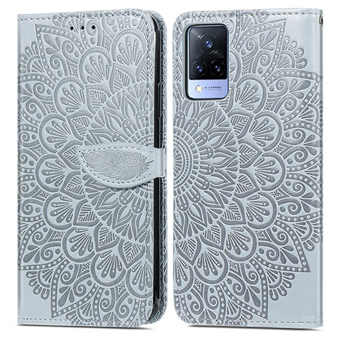 Custodia Portafoglio In Pelle Fantasia Modello Cover con Supporto S04D per Vivo V21s 5G Grigio