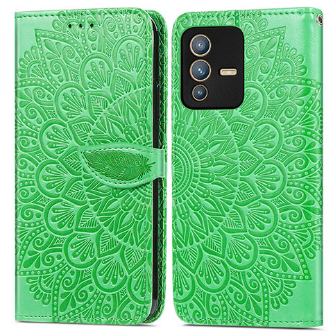 Custodia Portafoglio In Pelle Fantasia Modello Cover con Supporto S04D per Vivo V23 Pro 5G Verde