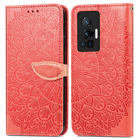 Custodia Portafoglio In Pelle Fantasia Modello Cover con Supporto S04D per Vivo X70 Pro 5G Rosso