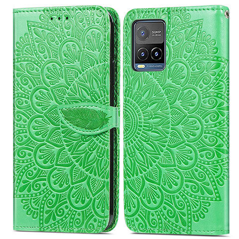 Custodia Portafoglio In Pelle Fantasia Modello Cover con Supporto S04D per Vivo Y21t Verde