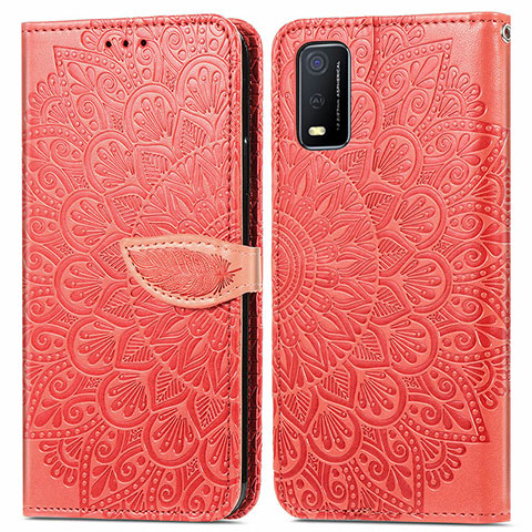 Custodia Portafoglio In Pelle Fantasia Modello Cover con Supporto S04D per Vivo Y3s (2021) Rosso