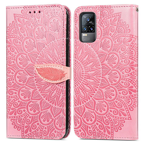 Custodia Portafoglio In Pelle Fantasia Modello Cover con Supporto S04D per Vivo Y73 (2021) Oro Rosa