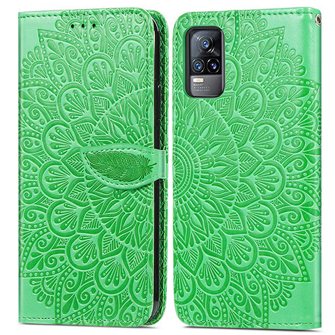 Custodia Portafoglio In Pelle Fantasia Modello Cover con Supporto S04D per Vivo Y73 (2021) Verde