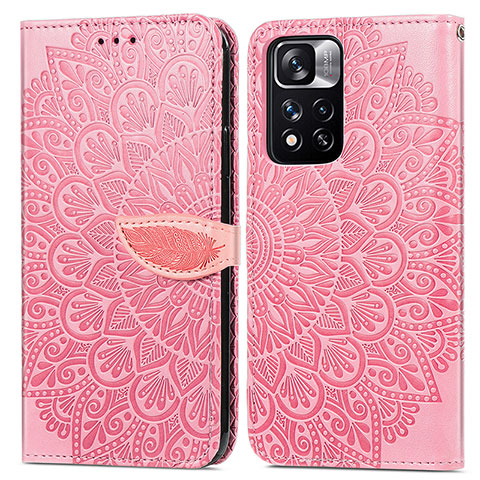 Custodia Portafoglio In Pelle Fantasia Modello Cover con Supporto S04D per Xiaomi Mi 11i 5G (2022) Oro Rosa