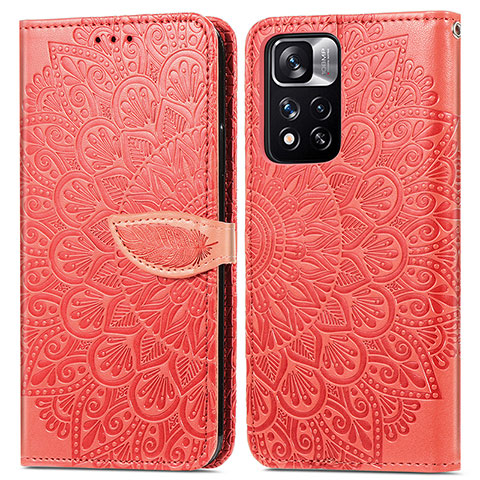 Custodia Portafoglio In Pelle Fantasia Modello Cover con Supporto S04D per Xiaomi Mi 11i 5G (2022) Rosso