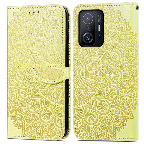 Custodia Portafoglio In Pelle Fantasia Modello Cover con Supporto S04D per Xiaomi Mi 11T 5G Giallo