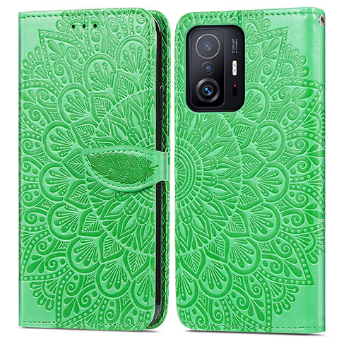 Custodia Portafoglio In Pelle Fantasia Modello Cover con Supporto S04D per Xiaomi Mi 11T Pro 5G Verde