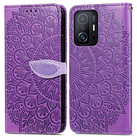 Custodia Portafoglio In Pelle Fantasia Modello Cover con Supporto S04D per Xiaomi Mi 11T Pro 5G Viola