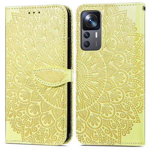 Custodia Portafoglio In Pelle Fantasia Modello Cover con Supporto S04D per Xiaomi Mi 12T 5G Giallo