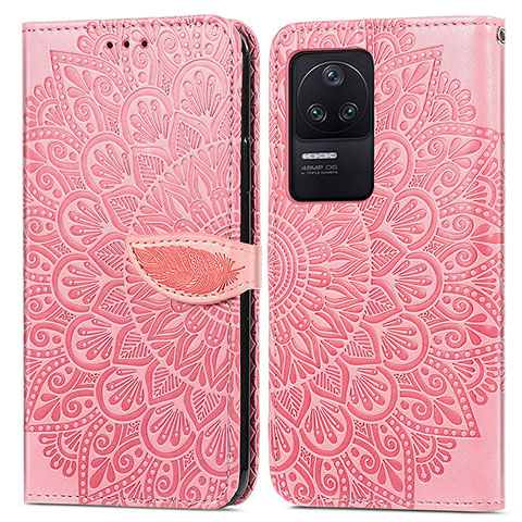 Custodia Portafoglio In Pelle Fantasia Modello Cover con Supporto S04D per Xiaomi Poco F4 5G Oro Rosa