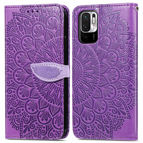 Custodia Portafoglio In Pelle Fantasia Modello Cover con Supporto S04D per Xiaomi POCO M3 Pro 5G Viola