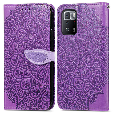 Custodia Portafoglio In Pelle Fantasia Modello Cover con Supporto S04D per Xiaomi Poco X3 GT 5G Viola