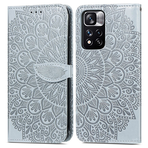 Custodia Portafoglio In Pelle Fantasia Modello Cover con Supporto S04D per Xiaomi Poco X4 NFC Grigio