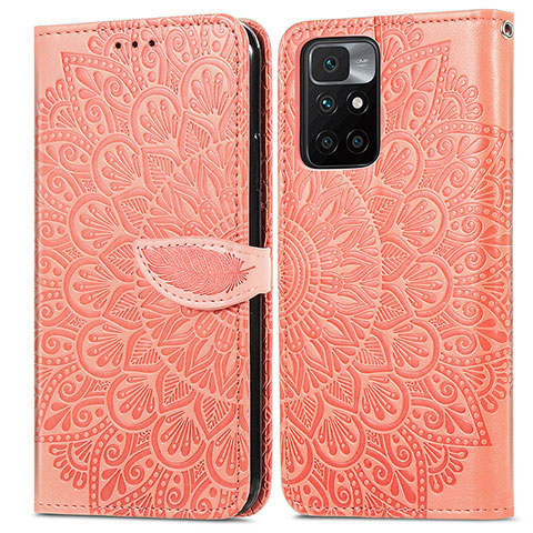 Custodia Portafoglio In Pelle Fantasia Modello Cover con Supporto S04D per Xiaomi Redmi 10 (2022) Arancione