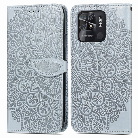 Custodia Portafoglio In Pelle Fantasia Modello Cover con Supporto S04D per Xiaomi Redmi 10 Power Grigio