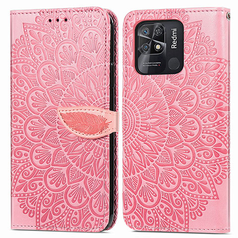 Custodia Portafoglio In Pelle Fantasia Modello Cover con Supporto S04D per Xiaomi Redmi 10 Power Oro Rosa