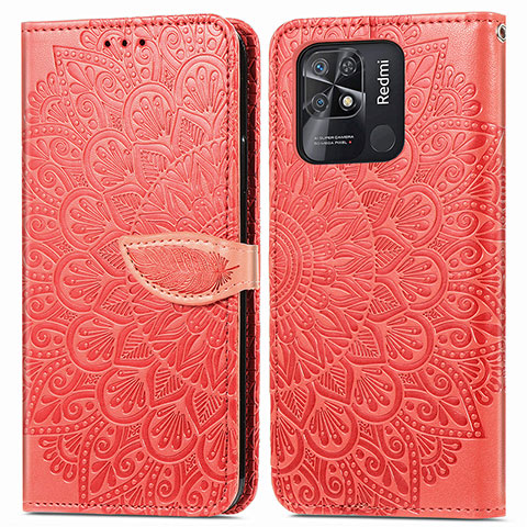 Custodia Portafoglio In Pelle Fantasia Modello Cover con Supporto S04D per Xiaomi Redmi 10C 4G Rosso