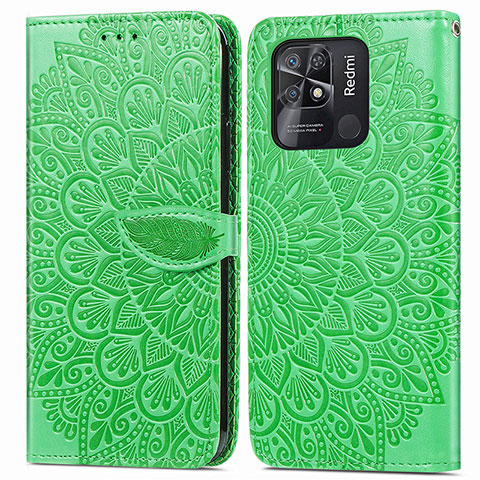 Custodia Portafoglio In Pelle Fantasia Modello Cover con Supporto S04D per Xiaomi Redmi 10C 4G Verde